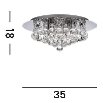 Searchlight Hanna Chrome 4 Light Semi Flush Crystal Balls