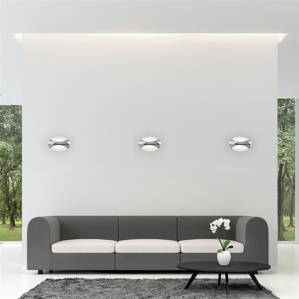 Glow LED Wall Light Oval - Chrome/Sand White - Comet Lighting