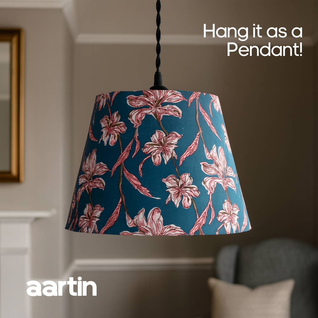 AARTIN 30 CM DUSKY PETALS STRAIGHT EMPIRE ROLLED LAMPSHADE IN COTTON