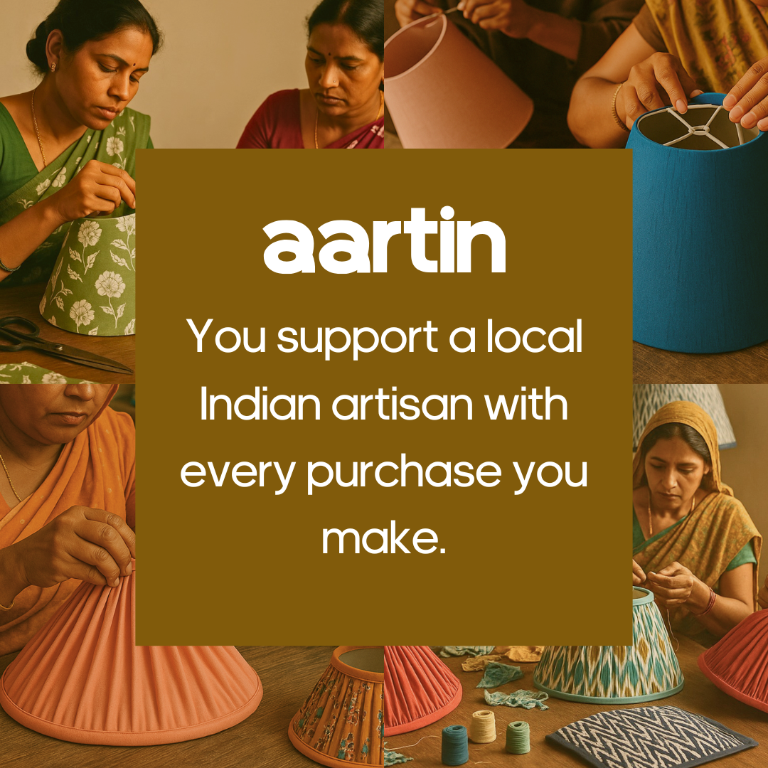 AARTIN 45 CM GOLDEN PETALS STRAIGHT EMPIRE ROLLED LAMPSHADE IN COTTON