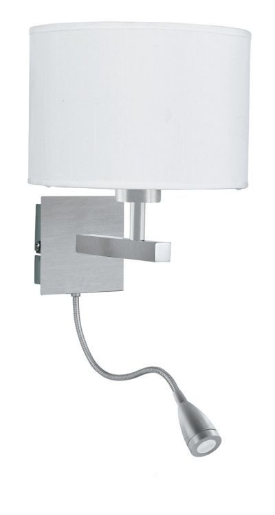 Searchlight Silver Wall Light White Shade Incorporating Flexi-Arm