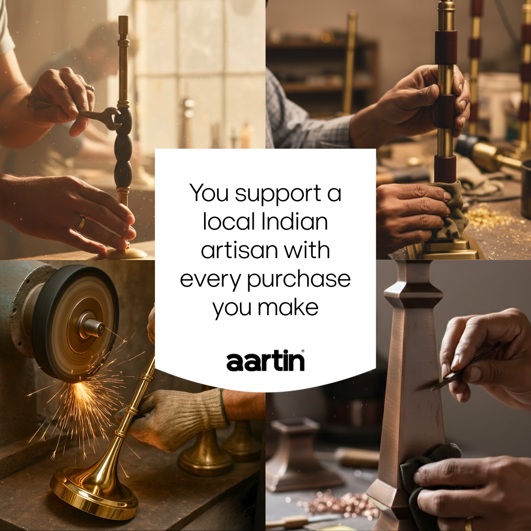 AARTIN Lily Floor Lamp - Antique Brass & Matte Black (Base Only)
