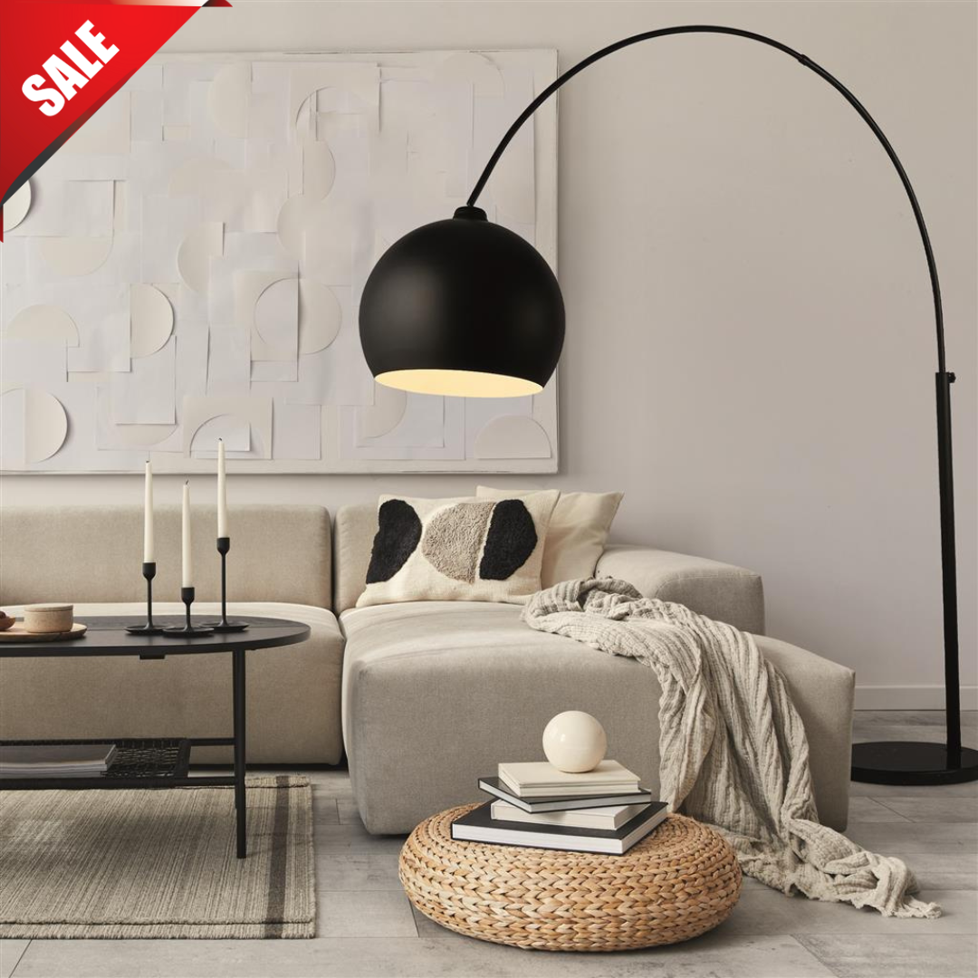 Giant Arc Floor Lamp - Matt Black Metal