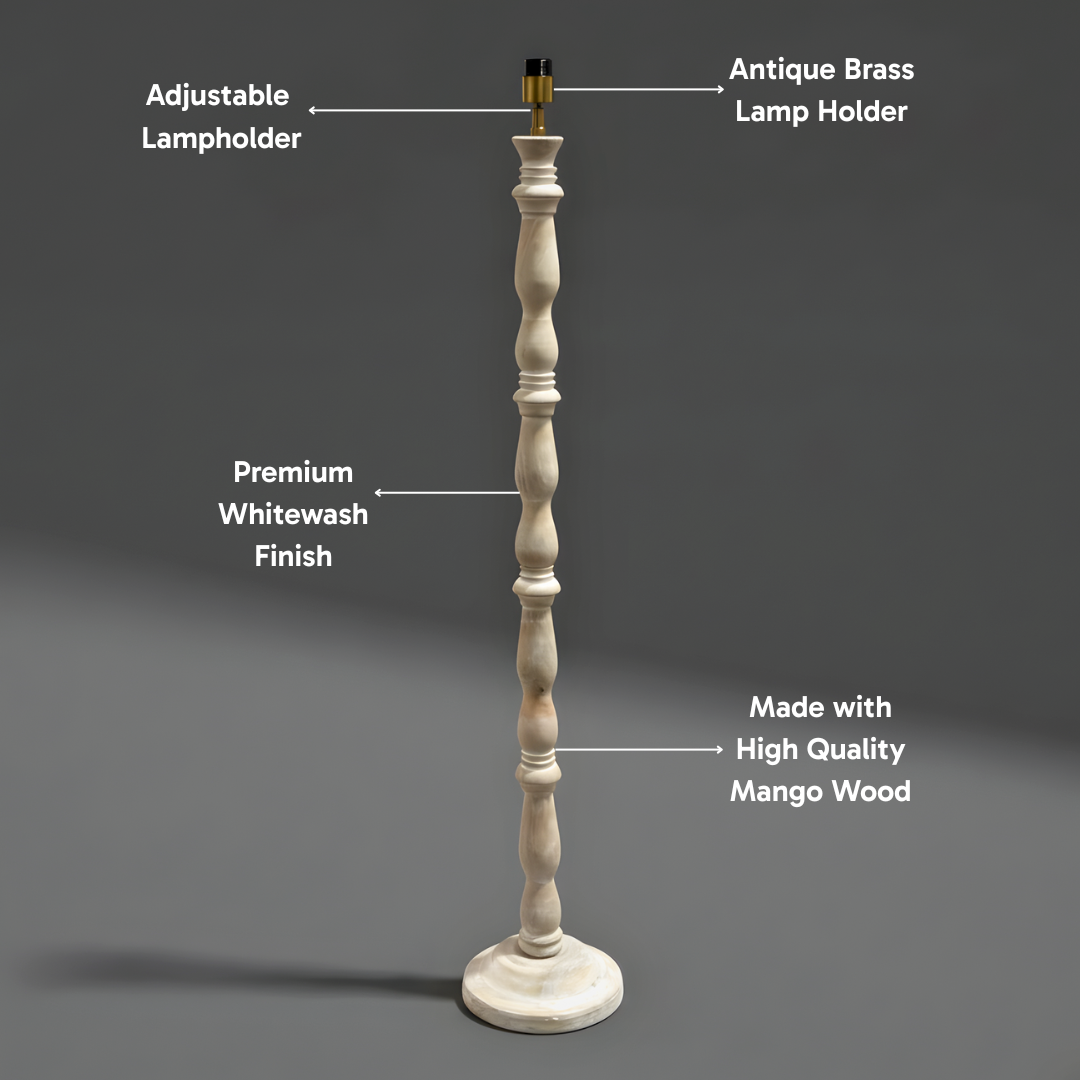 AARTIN ORLA FLOOR LAMP IN WOOD WITH WHITEWASH FINISH (BASE ONLY)