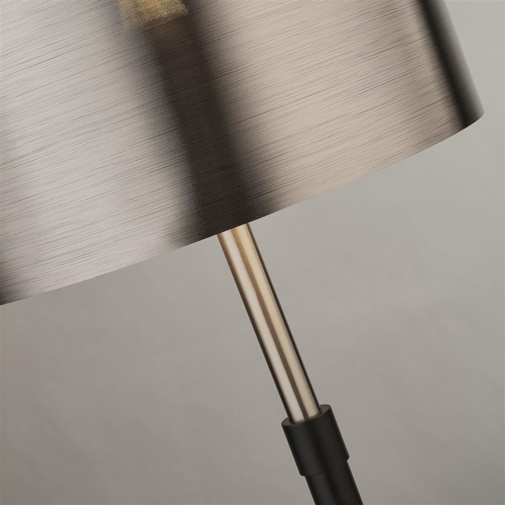 Plaford Table Lamp Black And Chrome w/ Brushed Black Chrome Shade - Comet Lighting
