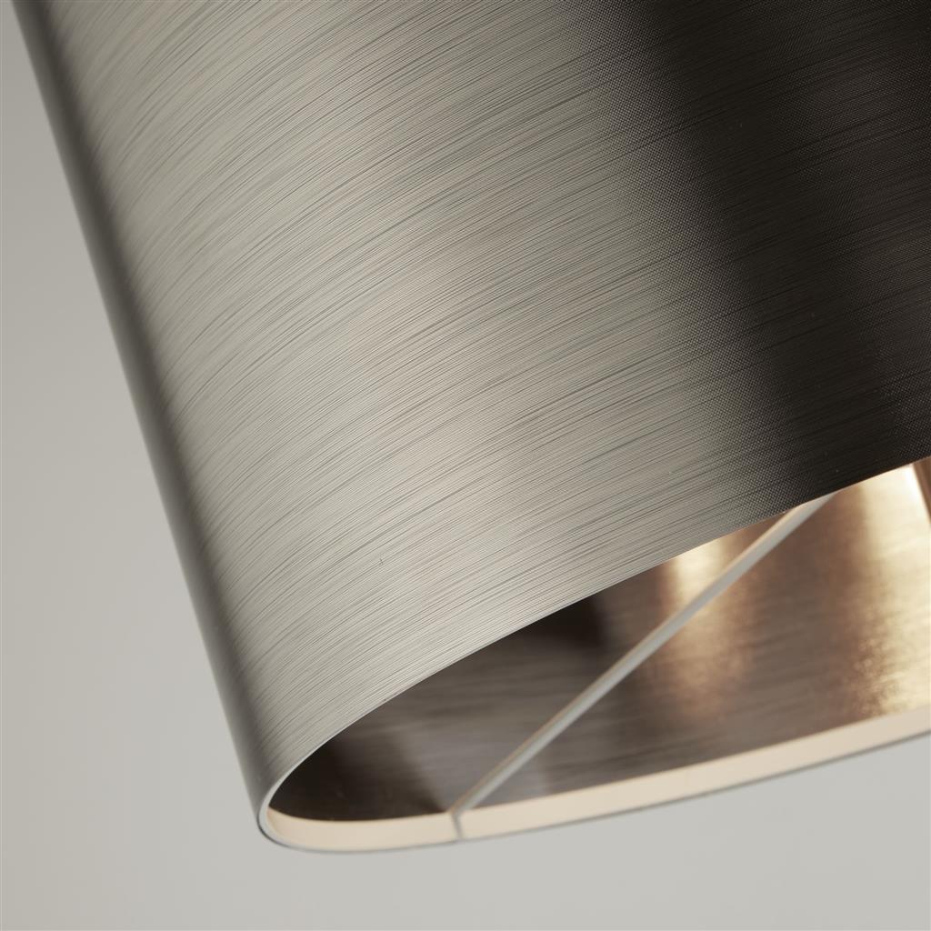 Plaford Floor Lamp Black And Chrome w/ Brushed Black Chrome Shade - Comet Lighting