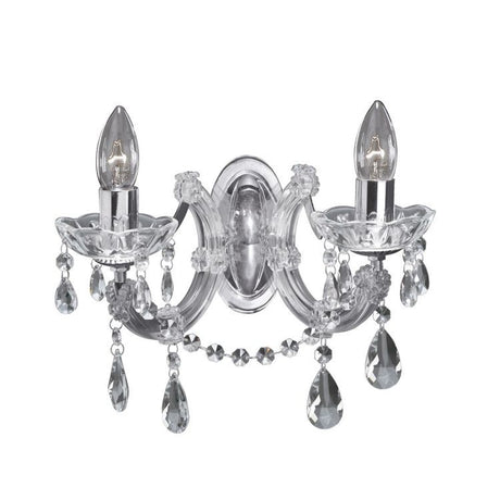 Searchlight Marie Therese Chrome 2 Light Wall Bracket Crystal
