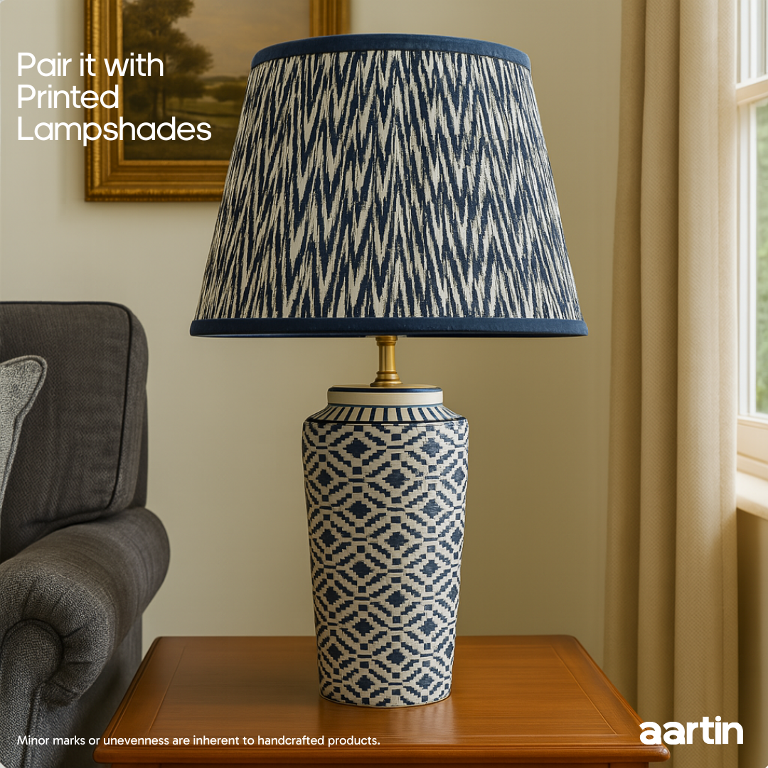 AARTIN WILLOW TABLE LAMP IN CERAMIC WITH IKAT PATTERN (BASE ONLY)