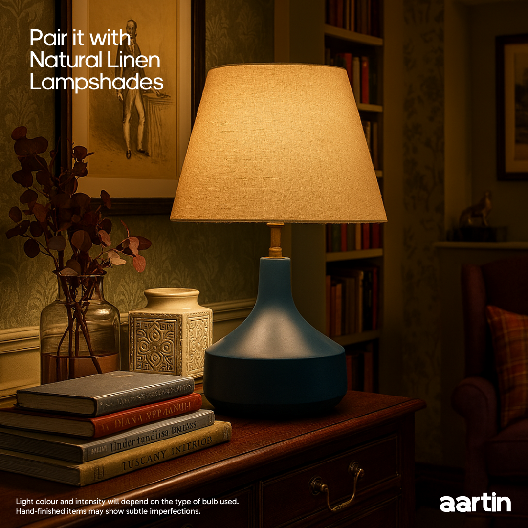 AARTIN FRANKLIN TABLE LAMP IN BLUE UNGLAZED CERAMIC (BASE ONLY)