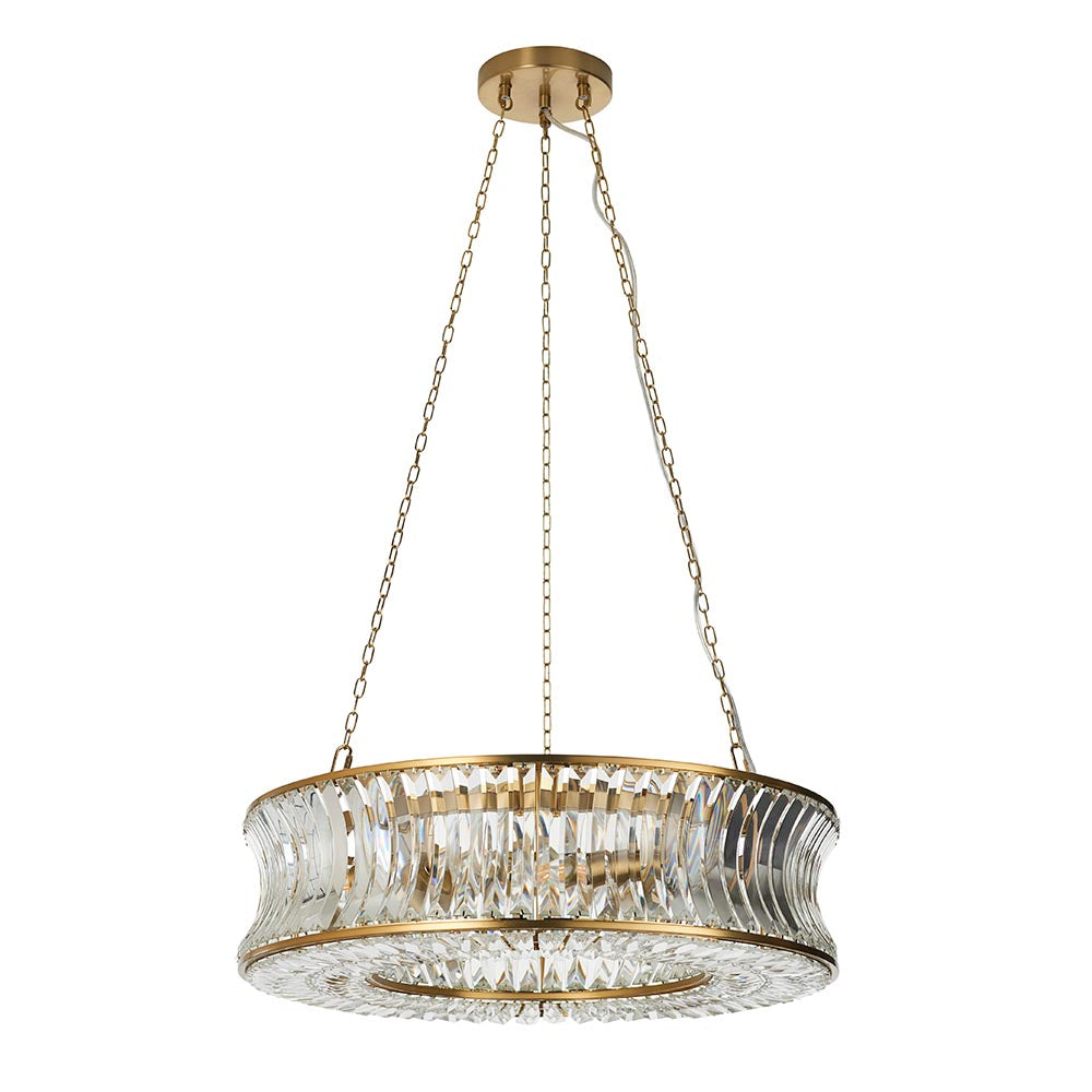 Tirso 6Lt Chandelier Brushed Warm Brass w/ Concave Clear Glass