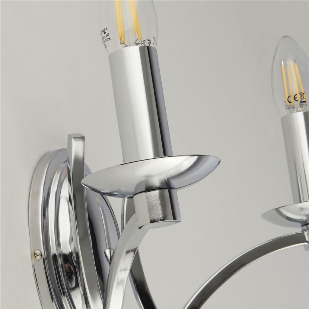 Colaton 2Lt Wall Light Chrome w/ Pull Cord - Comet Lighting