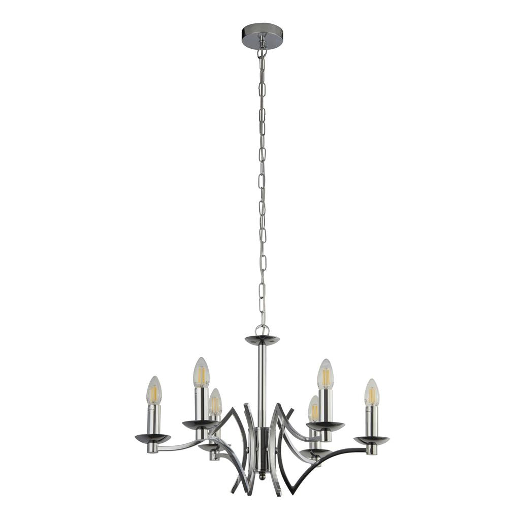 Colaton 6Lt Pendant Ceiling Light Chrome - Comet Lighting