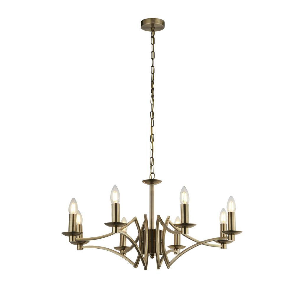 Colaton 8Lt Chandelier Antique Brass - Comet Lighting