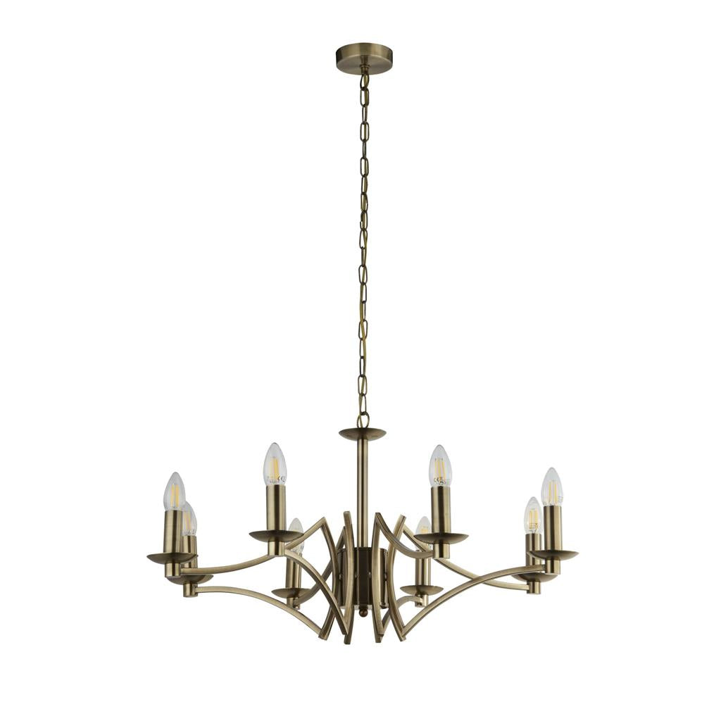 Colaton 8Lt Pendant Ceiling Light Antique Brass - Comet Lighting
