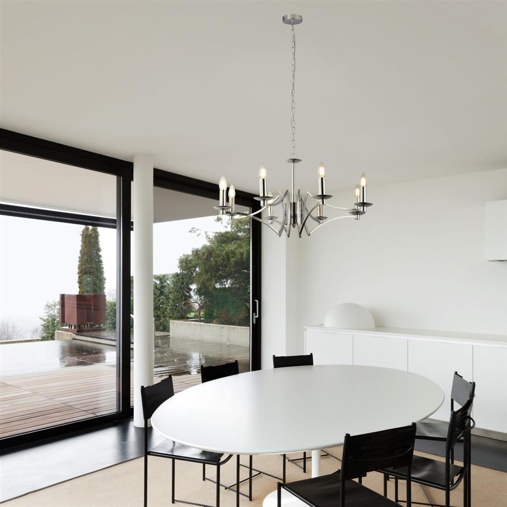 Colaton 8lt Pendant Ceiling Light Chrome - Comet Lighting