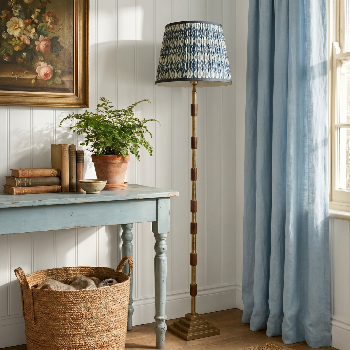 Blue & White Ikat lampshade