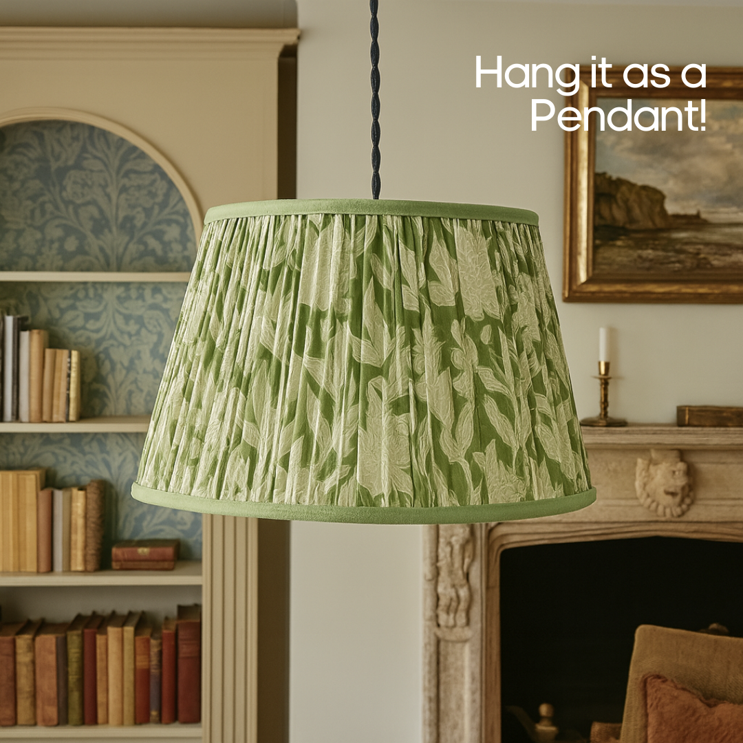 AARTIN 40 CM MINT BLOSSOM STRAIGHT EMPIRE GATHERED LAMPSHADE IN COTTON