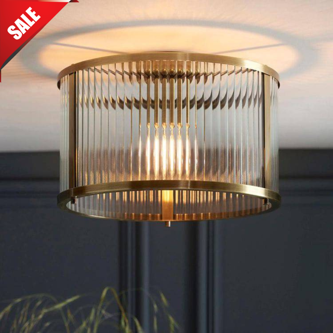Ridgeton Flush Ceiling Light Antique Brass