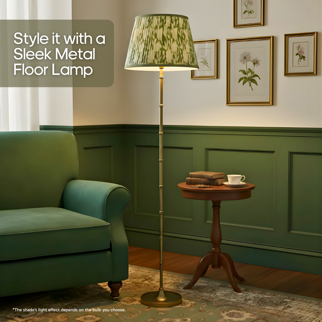 AARTIN 40 CM MINT BLOSSOM STRAIGHT EMPIRE GATHERED LAMPSHADE IN COTTON