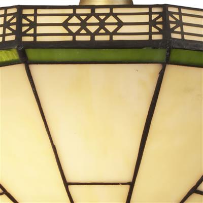 Searchlight New York Brass 2 Light Semi-Flush Weathered Tiffany Glass - Comet Lighting