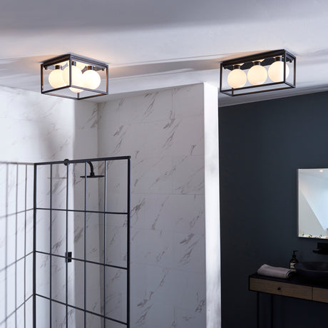 Volta 3Lt Flush Ceiling Light Matt Black - Comet Lighting