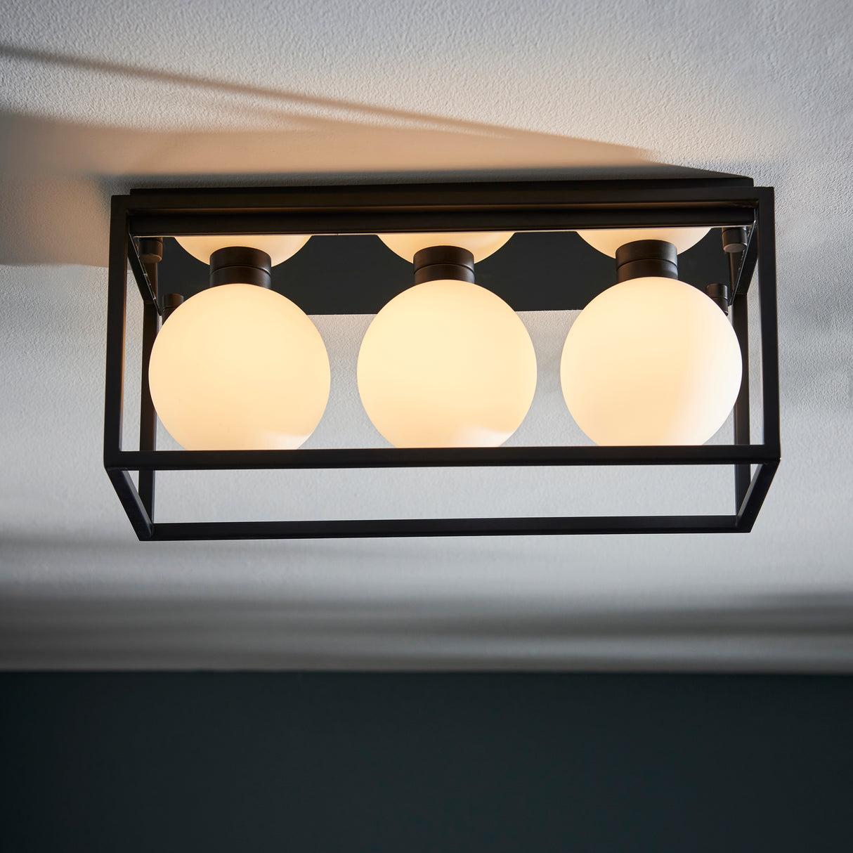 Volta 3Lt Flush Ceiling Light Matt Black - Comet Lighting