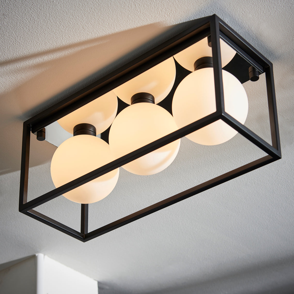 Volta 3Lt Flush Ceiling Light Matt Black - Comet Lighting