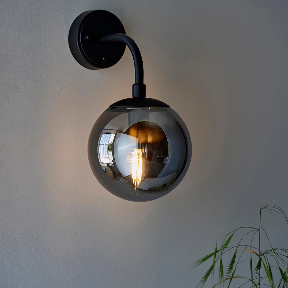 Yonne Wall Light Matt Black w/ Grey Tinted Glass