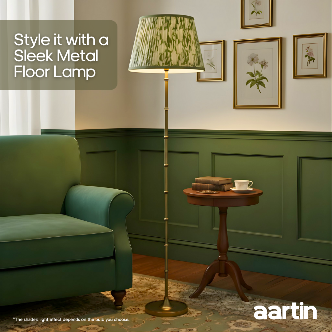 AARTIN 40 CM MINT BLOSSOM STRAIGHT EMPIRE GATHERED LAMPSHADE IN COTTON