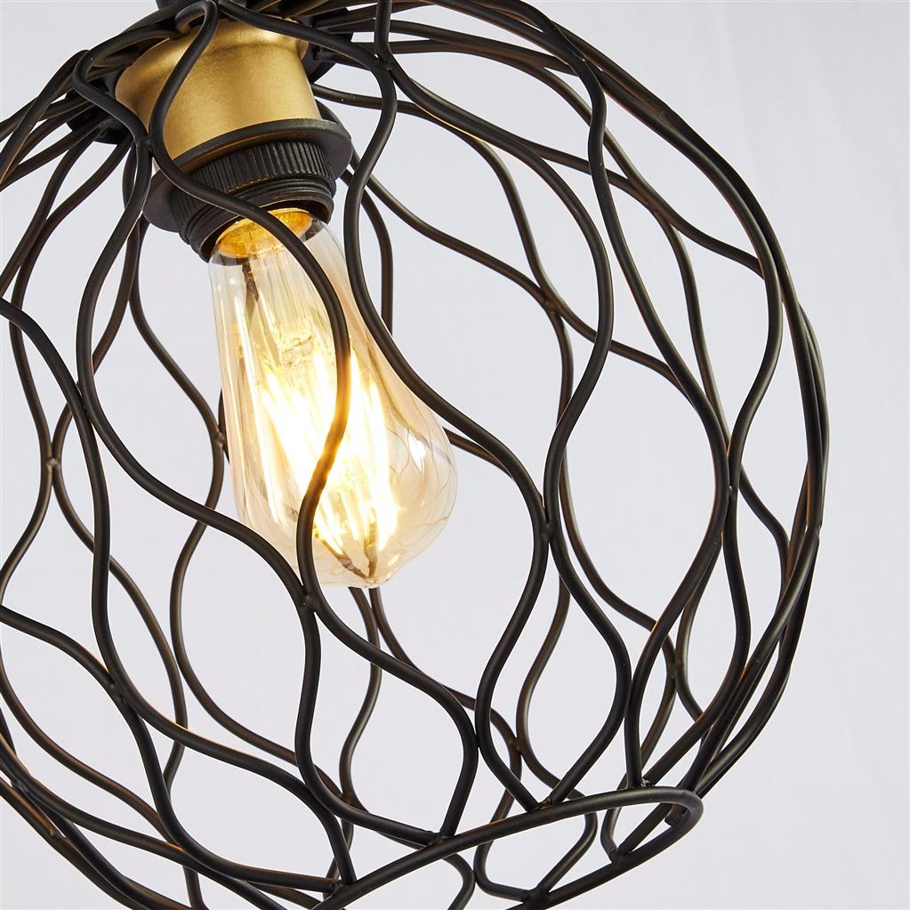 Culm 3Lt Bar Pendant Ceiling Light Black/Gold - Comet Lighting