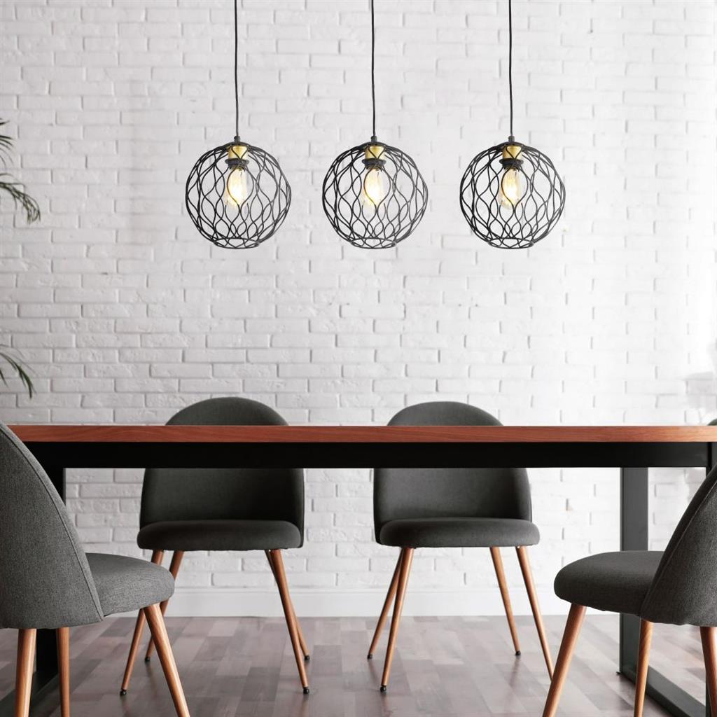 Culm 3Lt Bar Pendant Ceiling Light Black/Gold - Comet Lighting