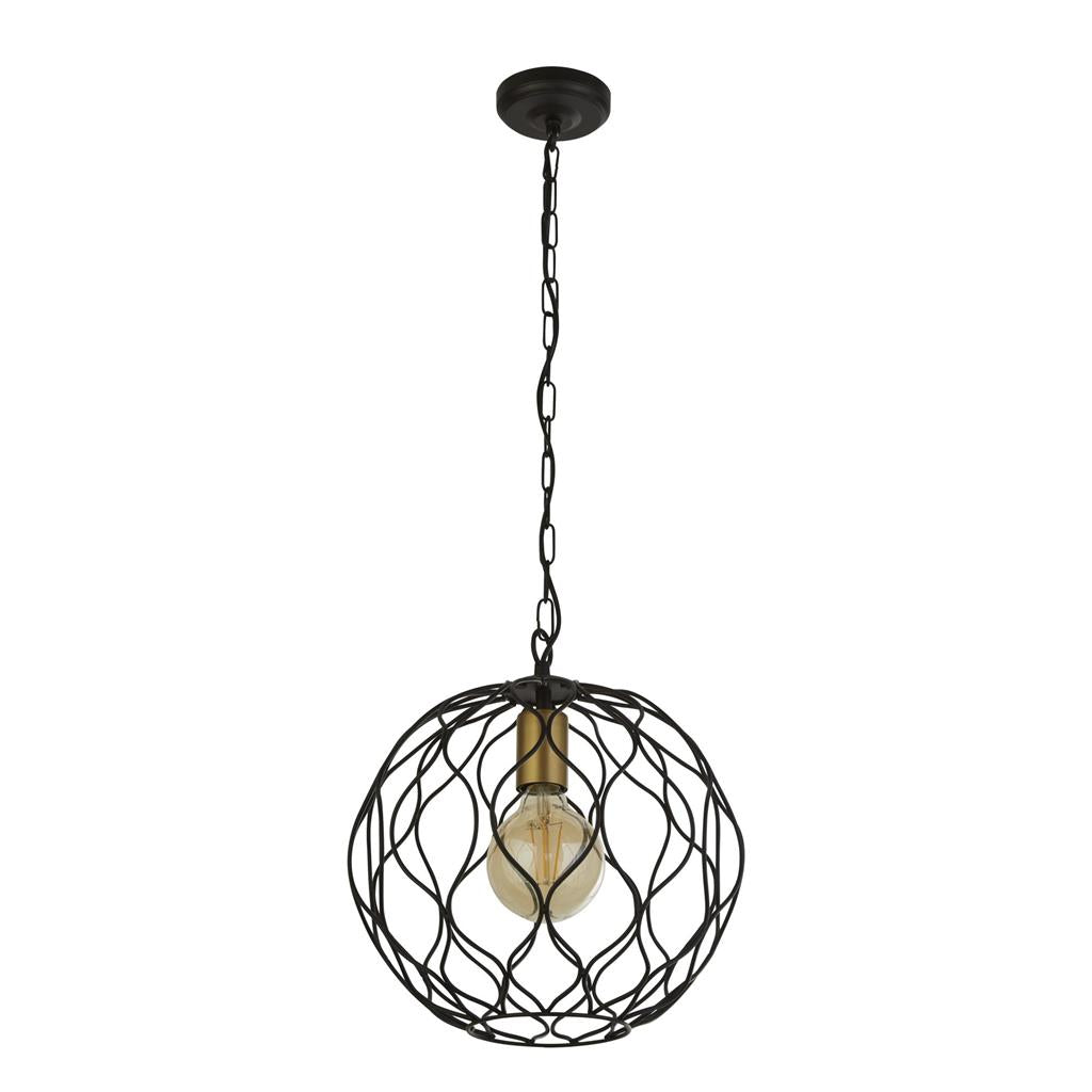 Culm 1Lt Pendant Ceiling Light Black/Gold - Comet Lighting