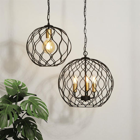 Culm 1Lt Pendant Ceiling Light Black/Gold - Comet Lighting