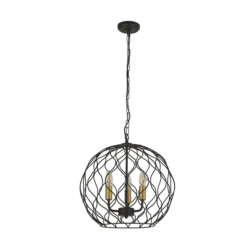 Culm 3Lt Pendant Ceiling Light Black/Gold - Comet Lighting