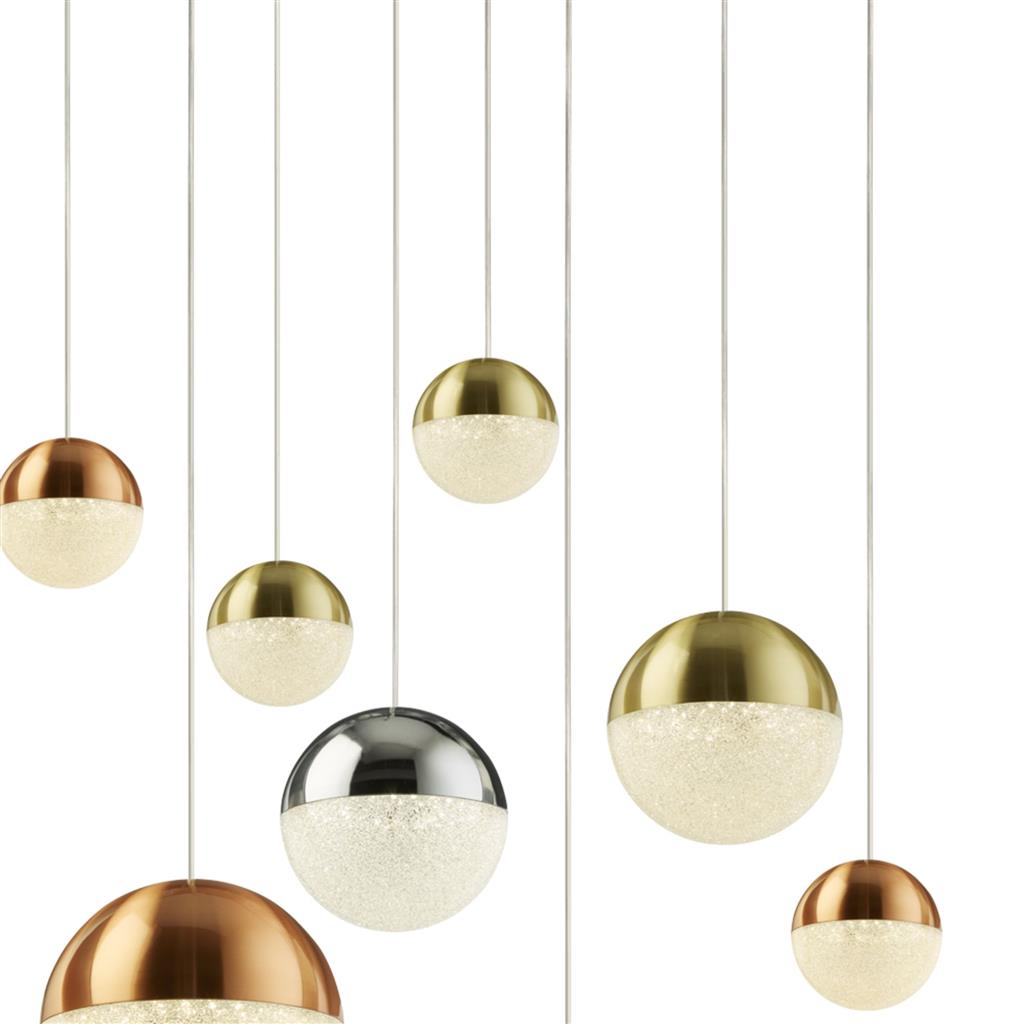 Planets 7Lt Multi-Drop - Copper, Chrome & Satin Brass - Comet Lighting
