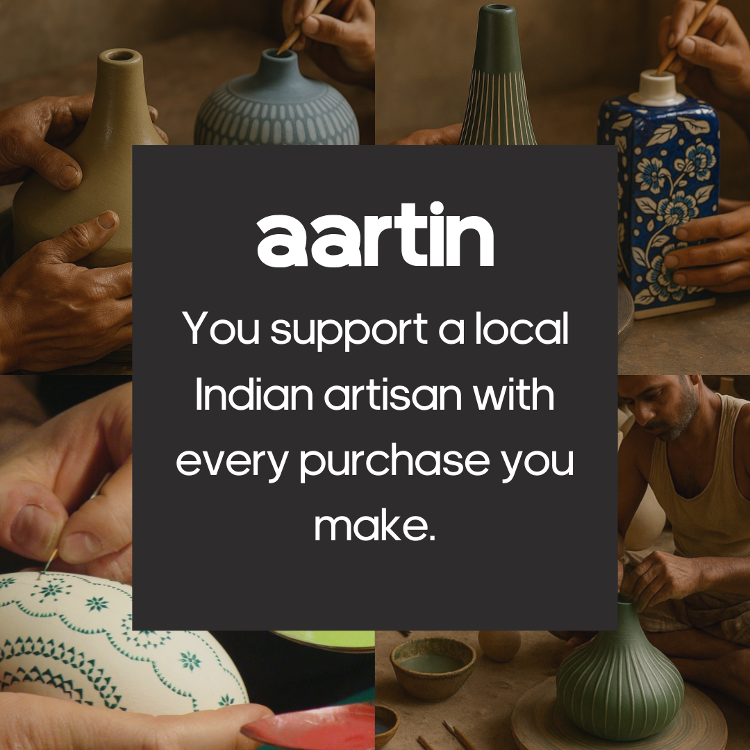 AARTIN WILLOW TABLE LAMP IN CERAMIC WITH IKAT PATTERN (BASE ONLY)