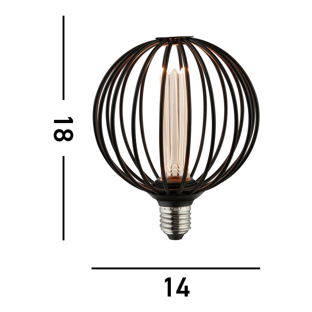 Globe Lamp - Black Metal - Comet Lighting