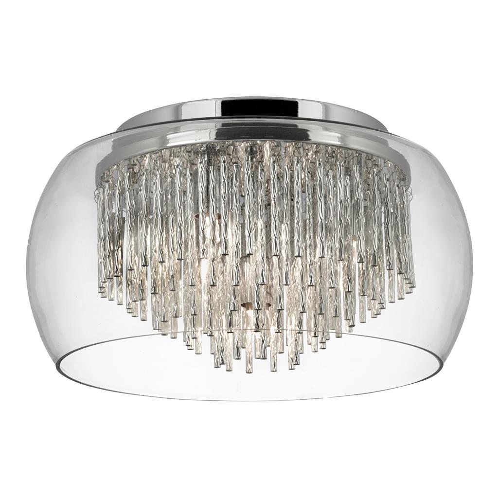 Searchlight Curva Glass Shade Semi Flush 4 Light Aluminium Spiral Tubes