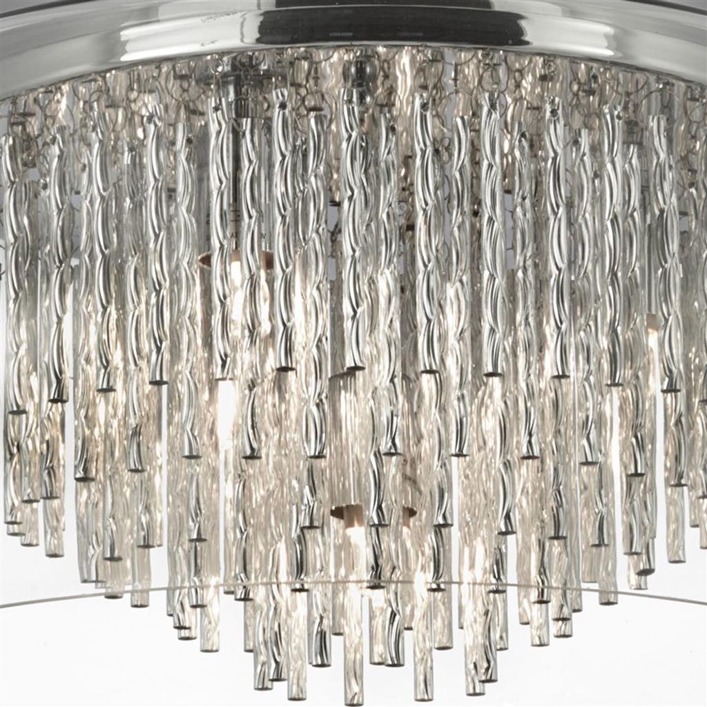 Searchlight Curva Glass Shade Semi Flush 4 Light Aluminium Spiral Tubes