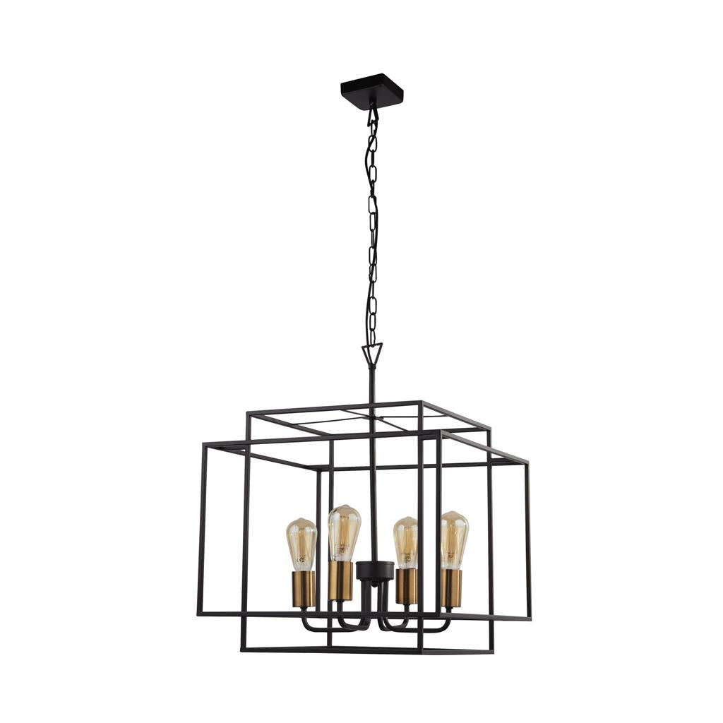 Modbury 4Lt Pendant Ceiling Light Black - Comet Lighting