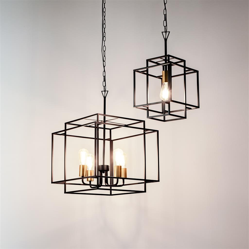Modbury 4Lt Pendant Ceiling Light Black - Comet Lighting