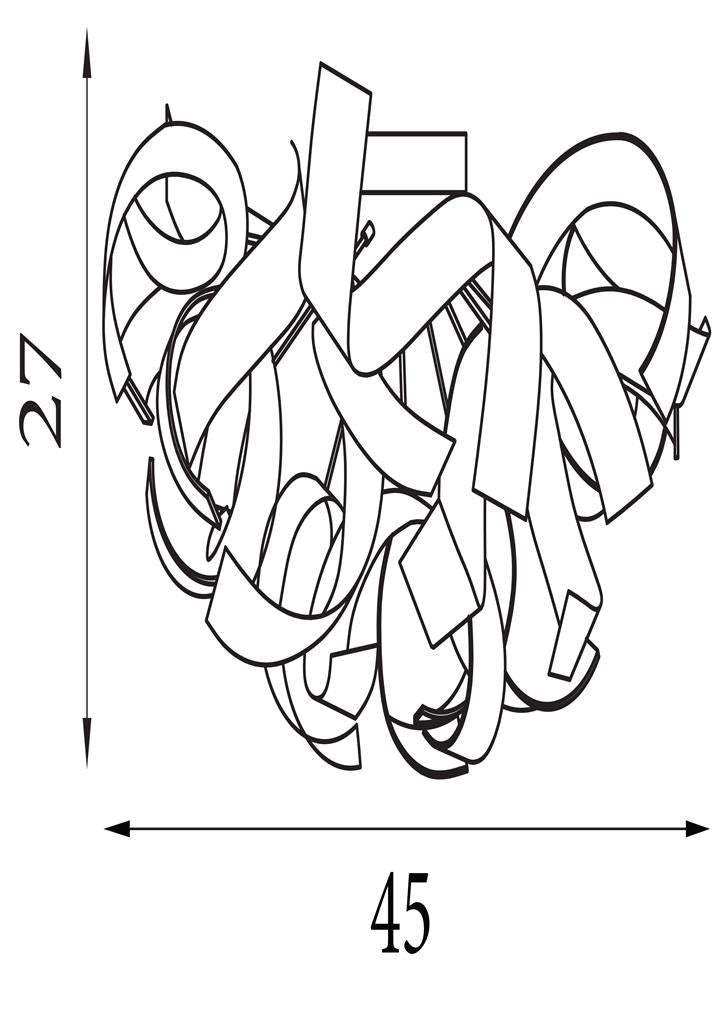 Searchlight 3Lt Half Flush Curls Acrylic