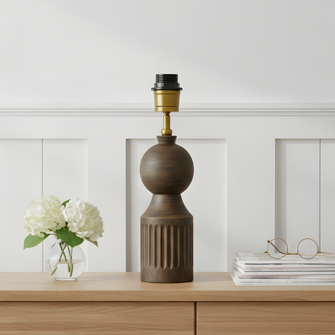 AARTIN Tessa Wood Table Lamp - Dark Natural Wood ( Base Only )