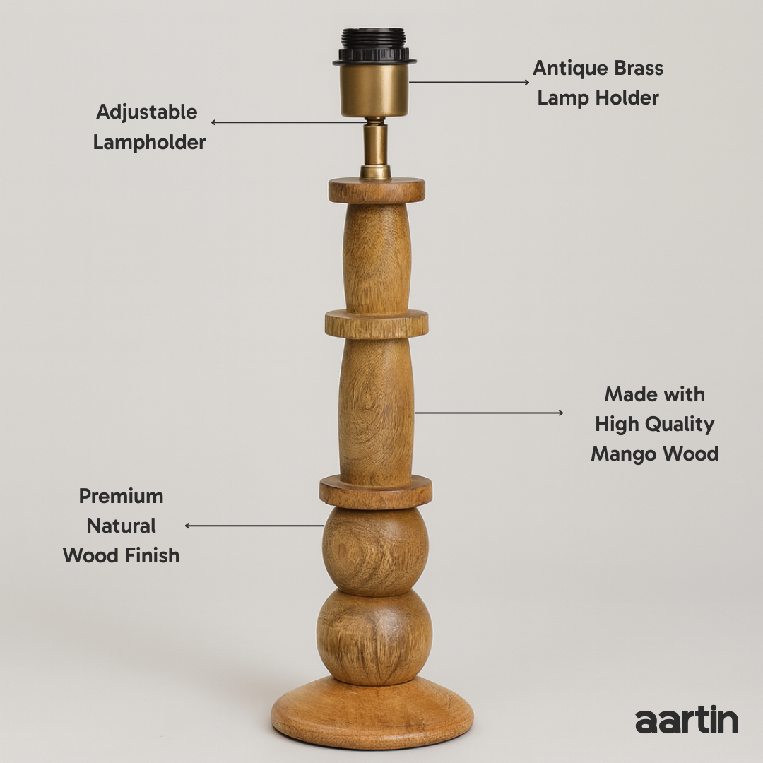 AARTIN HAZEL TABLE LAMP IN WOOD WITH NATURAL WOOD FINISH(BASE ONLY)