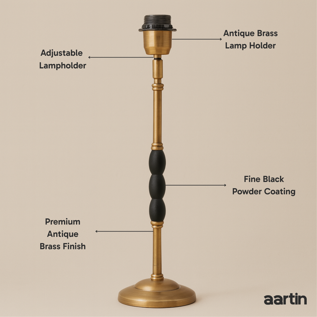 AARTIN OPHELIA TABLE LAMP IN ANTIQUE BRASS & MATTE BLACK (BASE ONLY)