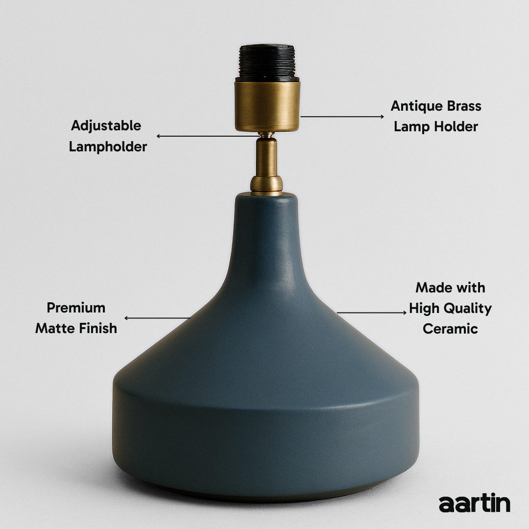 AARTIN FRANKLIN TABLE LAMP IN BLUE UNGLAZED CERAMIC (BASE ONLY)