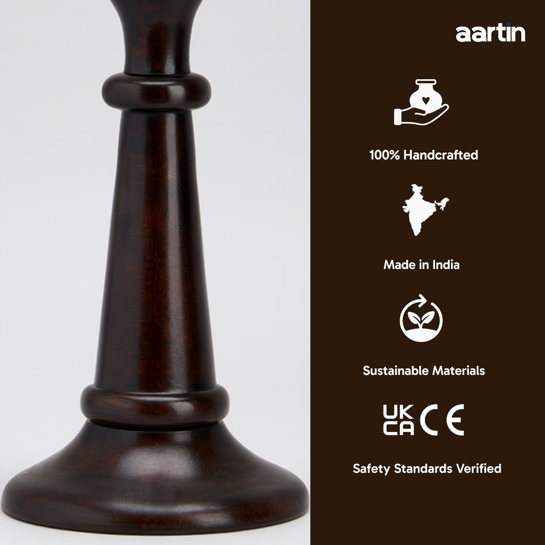 AARTIN FABLE TABLE LAMP IN WOOD WITH DARK BROWN FINISH (BASE ONLY)
