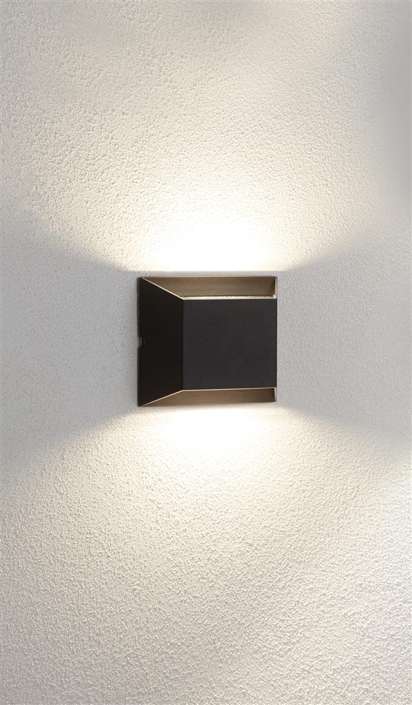 Delaware 2Lt Wall Light - Black Metal & Glass - Comet Lighting