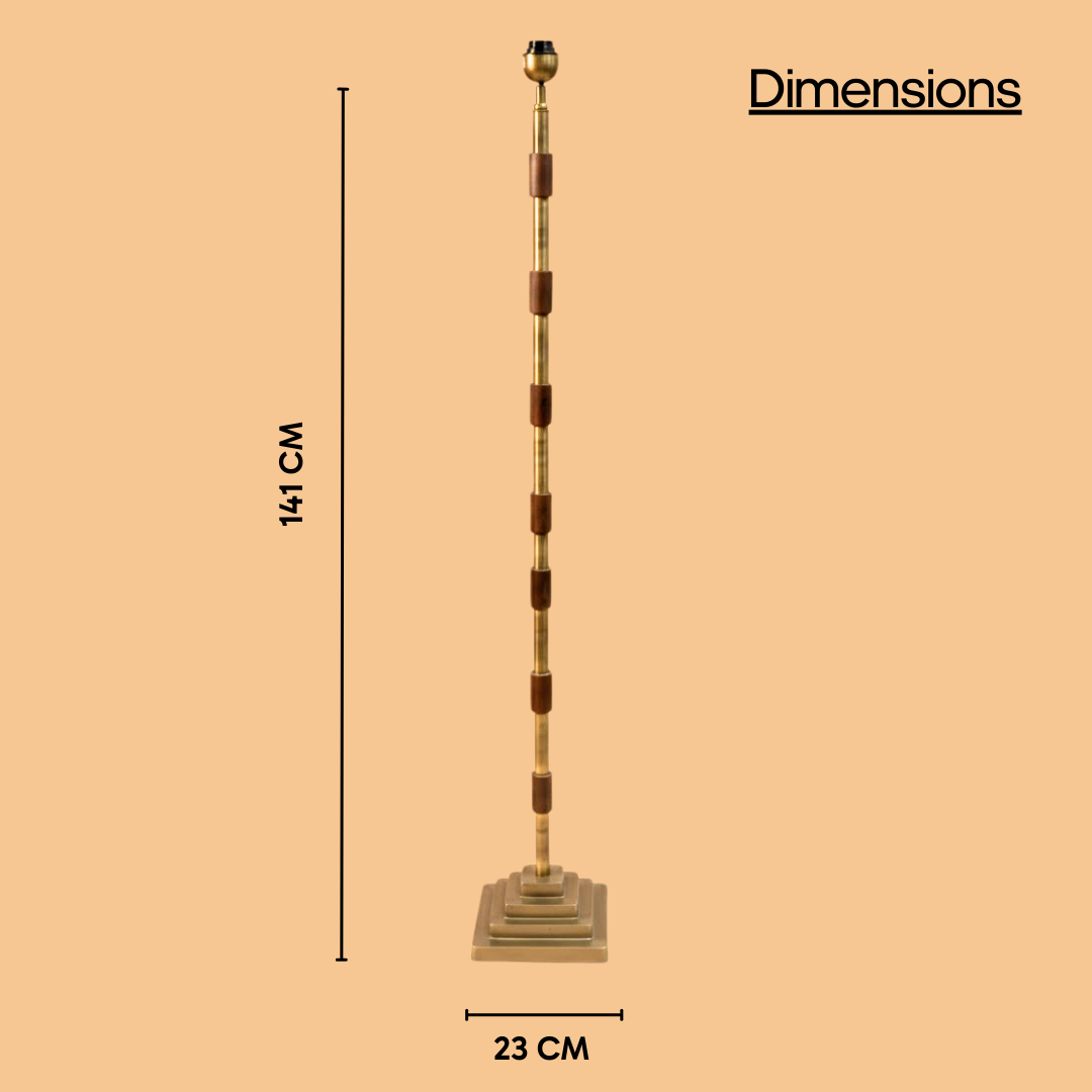 AARTIN CLOVER FLOOR LAMP IN ANTIQUE BRASS & WOOD (BASE ONLY)