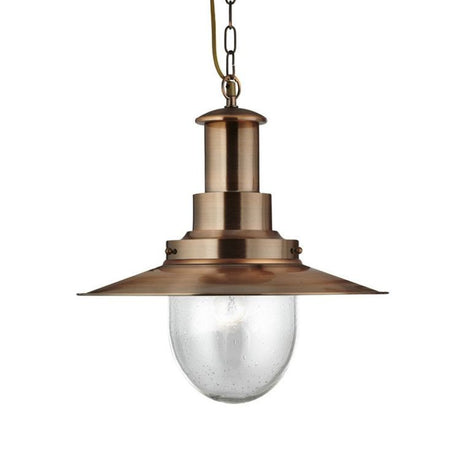 Searchlight Fisherman Copper Ceiling Light Seeded Glass Shade